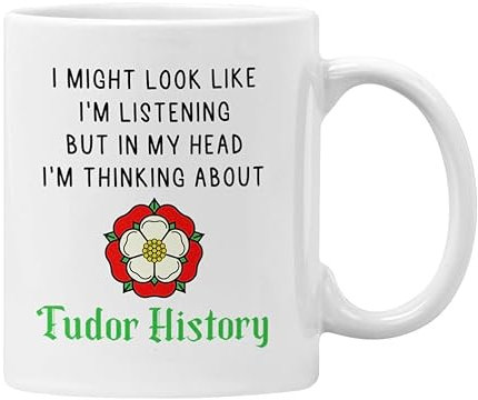 Plumfoolery Tudor History Mug Coaster Funny Gift for Teacher Student Gifts for Men Women (White)