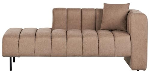 Beliani Chaiselongue rechtsseitig Samt braun mit schwarzen Metallbeinen Kissen modern Lannils