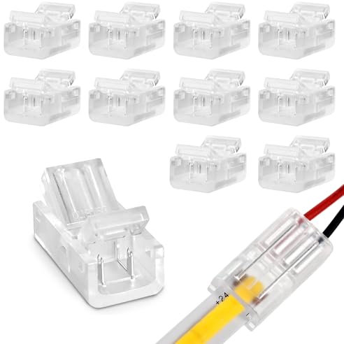 10 Stück 2 Pin 8 mm COB LED Verbinder Led Strip Connector Verbinder 2 Polig lötfrei Streifenverbinder 2Pin Verbindungskabel für LED Streifen Stripes Adapter 5V 12V 24V