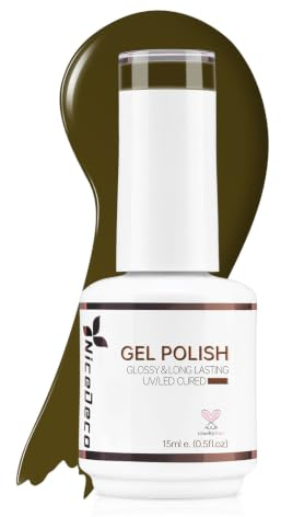 Nicedeco UV Nagellack Olive Grün 15ml Soak Off Gel Nagellack UV Grün Gellack Gel Nail Polish 343