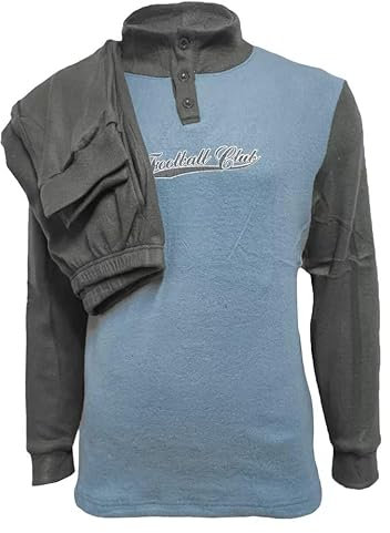 DEMONA Pigiama Uomo Invernale Molto Caldo in Morbidissimo Pile Maglia Pantalone Inverno SPEDIZIONE Gratuita (IT, Testo, XXL, Regular, Regular, Alex/Grigio)