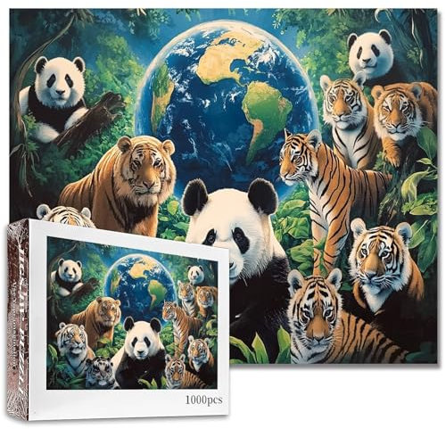 1000 Teile Tierwelt-Puzzles für Erwachsene, Tierpark-Puzzle, Zoo-Puzzle, 68,6 x 50,8 cm, anspruchsvolle Familienaktivitäten, bunte DIY-Handarbeit, Bastelpuzzle für Heimdekoration, Geschenke