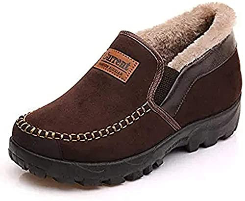 Invierno Zapatillas de Estar por casa Hombre Wool Lined Suede Mocasín Forro cálido (Marrón Oscuro,42 EU