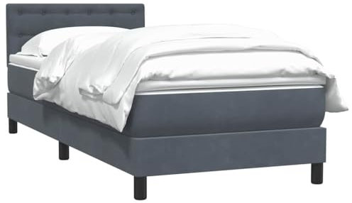 vidaXL Boxspringbett mit Matratze Dunkelgrau 80x220 cm Samt