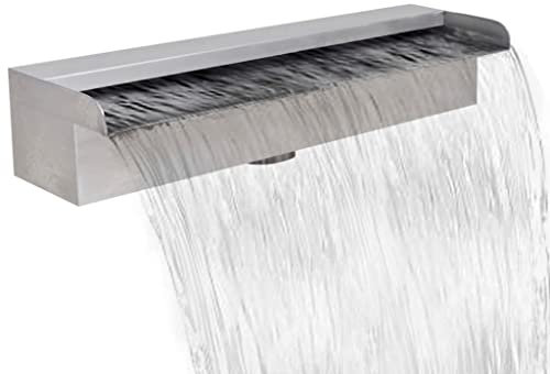 Home & Garden - Fontana rettangolare per piscina a cascata, in acciaio inox, 45 cm