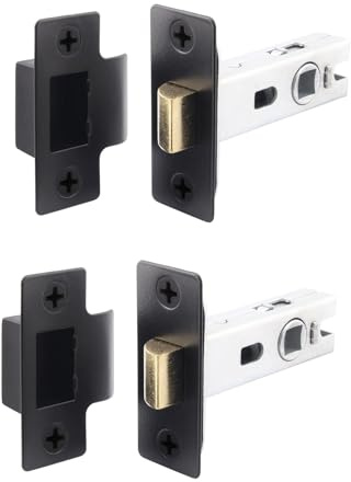 EAI Black Tubular Door Latch for Internal Doors - 2.5 Inch / 64mm - Pack of 2 Matt Black Tubular Mortice Latches