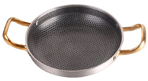 QXSJEDYCH Paellera española, olla seca de panal de acero inoxidable, plato de langosta con asas dobles for el hogar, restaurante, camping al aire libre Plato(28cm)