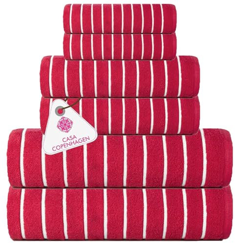 Casa Copenhagen Ecstatic 6-teiliges Handtuch-Set – Rosa, 600 g/m², 2 Badetücher, 2 Handtücher, 2 Waschlappen aus weicher ägyptischer Baumwolle für Badezimmer, Küche und Dusche