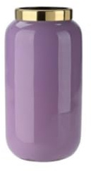 Saigon, Vase mit Metallring, XXS(H12cm), flieder /gold, 6x12x6cm