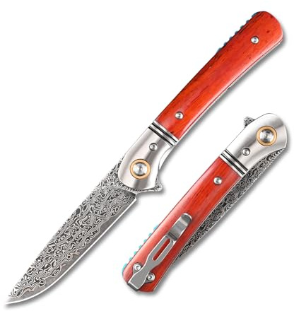 SDOKEDC knives Damastmesser Outdoor Taschenmesser klappmesser für Männer EDC Survival Camping Messer,Angelmesser,Scharfe,Bushcraft,rettungsmesser (Weißer Stahlkopf)