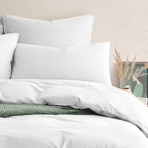 Seralino Kissenbezug 40 x 60 Weiß (2er Set) | 100% Bio Baumwolle Perkal (weich angeraut) | atmungsaktier weicher Kopfkissenbezug 40x60 mit Reißverschluss | Oeko-Tex