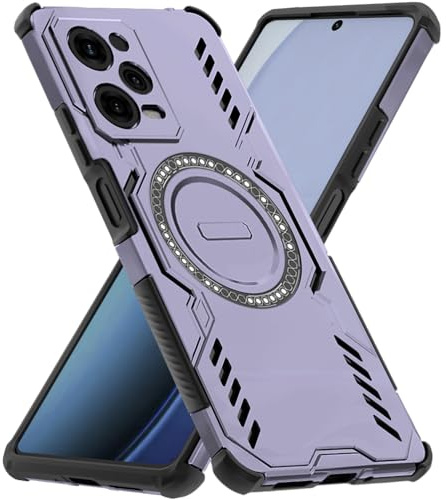 Mkej Funda para Xiaomi Redmi Note 12 Pro 5G Disipación Funda, Mate Antichoque, Antideslizante, Resistente a rayaduras TPU y PC Carcasa para Xiaomi Redmi Note 12 Pro 5G magnético Fundas, Morado
