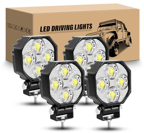 RIGIDON 4 x Mini Led Scheinwerfer, 2.8 Zoll 16W 1600LM Spot Offroad Lights | 12V 24V Led Arbeitsscheinwerfer Zusatzscheinwerfer Wasserdicht für Auto SUV ATV KFZ LKW Traktor 4x4 Motorrad, 6000K Weiß