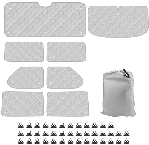 8PCS Thermomatte Fahrerhaus Innen für VW T4, LWB | Faltbare, UV- & Wasserschutz Sonnenschutz Frontscheibe Innen für Wohnmobil Privatsphäre & Temperaturkontrolle
