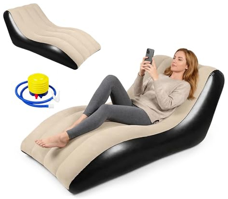 Yuragim Aufblasbares Sofa, Aufblasbarer Sessel, Aufblasbar Liegestuhl mit Luftpumpe, Wasserdichtes Aufblasbare Couch Camping Sofa mit Beflockter Oberfläche für Wohnzimmer,Camping,Garten,Seeufer,Strand