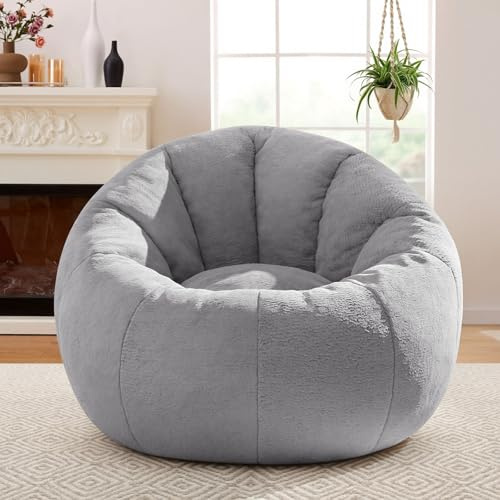 MeMoreCool XXL Sitzsack mit Schaumfüllung, Lounge Sessel, Hellgrau | Weicher Bodensessel für Erwachsene, Sitzsack ideal zum Lesen, Entspannen und Relaxen im Wohnzimmer oder Schlafzimmer
