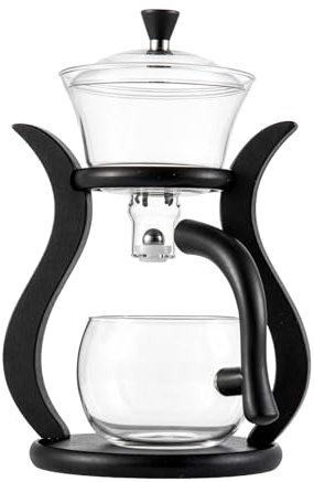 SUNNY NEST Lazy Kung Fu Glass Magnetic Tea Set, 25.4x14.3cm, Including Lazy Kung Fu Glass Tea Utensils Semi Automatic Drip TeaPot, Heat Resistant Glass Magic Teapot Set,a Magnetic Switch Teapot And Cu