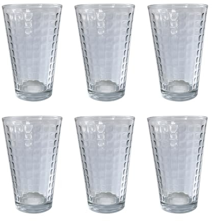 Trinkglas, Wasserglas – 300 ml mit Struktur – 6er-Set mit Kachelstruktur | Für Saft, Wasser, Cocktail, Limonade – spülmaschinengeeignet – Longdrinkglas, Küchenzubehör, Gläser-Set – Seaside No.64