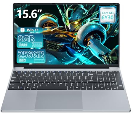 PC Portatile 15,6 Notebook Core M3 6Y30 Processore, 8GB RAM 256GB SSD, Laptop Sottile con Win 11 e Office 365, Computer Portatile con Tastierino Numerico, Apertura e Chiusura a 180°, Wi-Fi 5