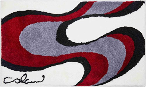 Grund COLANI Exklusiver Designer Badteppich 100% Polyacryl, ultra soft, rutschfest, ÖKO-TEX-zertifiziert, 5 Jahre Garantie, Colani 11, Badematte 60x100 cm, weiss-rot