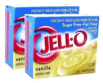 Jell-O Instant Vanilla Pudding - Sugar Free - Fat Free - 2 Pack of 28g Each - Serves 4 1/2 Cups Each - Total of 56g - Serves 9 Cups