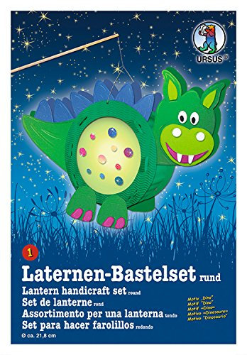 Ursus 18700001 - Laternen Bastelset, Dino, ca. 21,8 x 21 x 10,3 cm, Durchmesser ca. 21,8 cm, inklusive Vorlagebogen mit Bastelanleitung, zum Selbstgestalten, ideal für den nächsten Laternenlauf