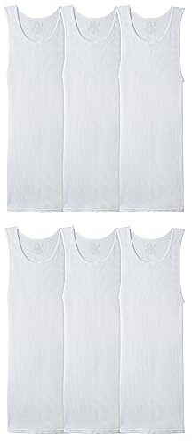 Fruit of the Loom mens Tag-free Tank A-shirt Underwear, 6 Pack - White, X-Large US