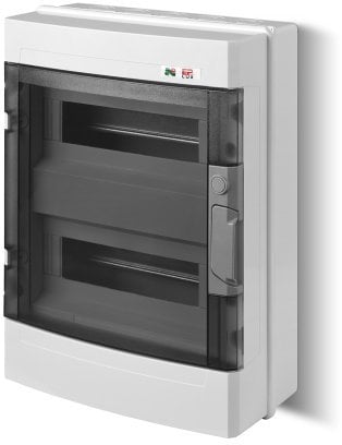Sicherungskasten Kleinverteiler IP55 Aufputz 26 Module 2-reihig inkl. Hutschiene und PE-/N-Klemmen Control LUX-PLUS