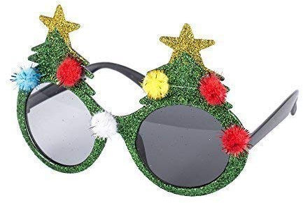 Fantaisie Thème Noël Verres (Sapin de Noël, Père Noël, Renne, Flocon de Neige etc) - Vert Arbre De Noël avec Pompons