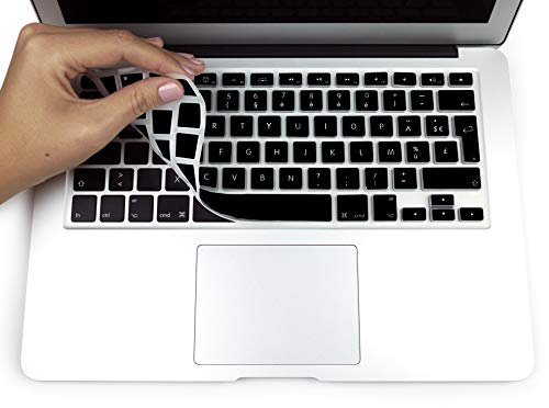 MyGadget Protection Clavier AZERTY pour Apple MacBook Air 13 Pro Retina 13 Pouces & 15 - Protège Touches en Silicone Flexible - Tapis Ultra Fin en Noir