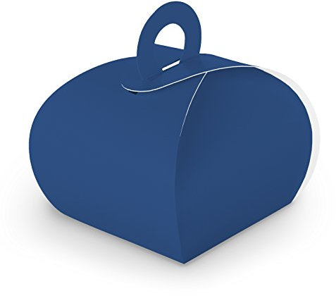 50x itenga GeschenkSchachtel aus Karton zum Befüllen (Adventskalender Gastgeschenk, Hochzeit Taufe Geburt) (Box mit Griff, dunkelblau)