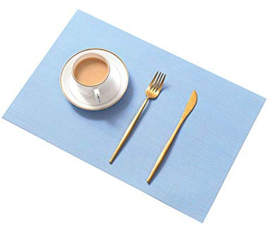 Tischsets (6er Set),Neu rutschfest Hitzebeständig Wärmeisolierung Tischsets zum Essen Waschbar Schnell trocknend Dekorativ Tischset für Küche und Esszimmer,Blau