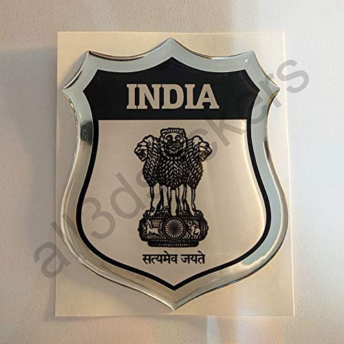 All3DStickers Aufkleber Indien Wappen Kfz-Aufkleber Indien Emblem Gedomt Flagge 3D Fahne