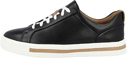 Clarks Damen Un Maui Lace Sneaker, Schwarz (Black Leather), 42 EU