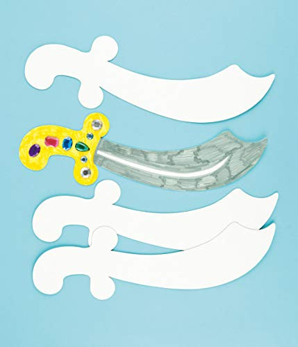 Baker Ross Bastelset - Piratenschwert - zum Ausmalen und Dekorieren für Kinder ideal zum Kindergeburtstag und Karneval - 6 Stück