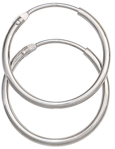 Jobo Damen-Creolen aus 14 Karat 585 Weißgold Durchmesser 20 mm