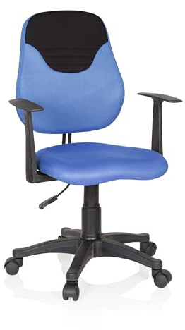 hjh OFFICE 670935 Kinder- und Jugenddrehstuhl KIDDY Style Stoff Blau/Schwarz Drehstuhl Kind mitwachsend