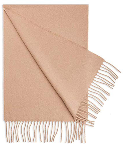 Naxdawon 100% Pure Kaschmir Schal leichte Soft klassische Kaschmir Schal Tücher Tassel für Frauen und Männer 63 * 11.8inches (Beige)