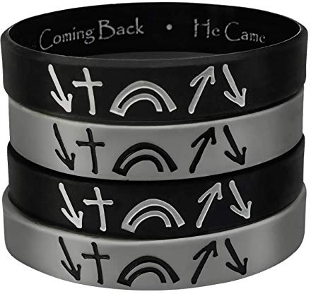 CAPTIVAMKT (4-pack) Christian Inspirational Bracelet Wristbands, Religious Easter Gifts for Men, Women, Teens - Reversible Bible Bracelets - John 3:16, Gospel Message, Gifts for Churches
