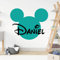 Mickey Mouse Silhouette Personalisierter Name – Disney Aufkleber Wandtattoo [Türkis]