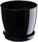 KADAX Élégant Pot à Fleurs/Plantes avec Soucoupe Forme Ronde et élégante en Plastique léger pour l’intérieur et la Maison Cache-Pot pour Fleurs, Plantes Ø 12 cm Noir