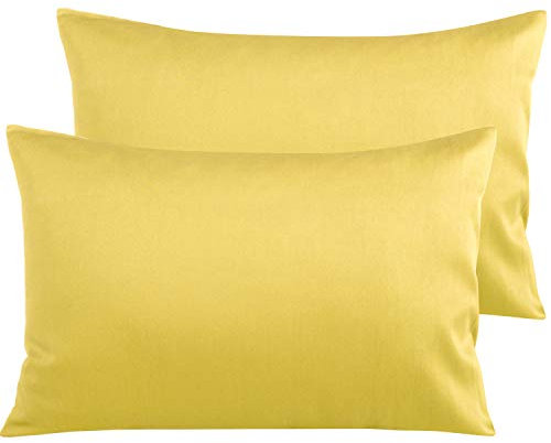 NTBAY 500 Fadenzahl ägyptischer Baumwolle Kissenbezug, 2er Set 40x60 cm Kopfkissenbezug, Superweicher Premium und Gemütlich Kissenhülle, Gelb