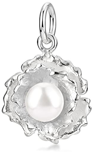 MATERIA by Matthias Wagner Kettenanhänger Perle Silber 925 Blume mit Süßwasserzuchtperle creme-weiß in Etui