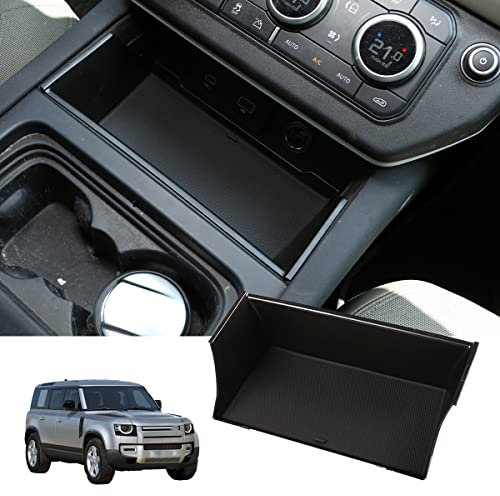 DIYUCAR ABS Interior Center Console Box Storage Box Tray Organizer For LR Defender 90 110 2020 2021 2022 2023 2024 Black Car Accessories (Black (Center Console))