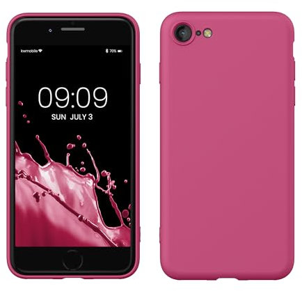 kwmobile Handyhülle für iPhone SE 2022 Hülle/iPhone SE 2020 / iPhone 8 / iPhone 7, für iPhone SE Hülle - Schutzhülle für kabelloses Laden - Case in Himbeer Pink