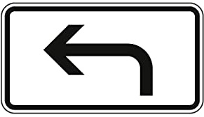 BAUZAUNWELT Verkehrszeichen Richtung der Gefahrstelle linksweisend – nach StVO – 330 x 600 mm – Aluminium Flachform 2 mm – reflektierende Folie RA1 – RAL Gütezeichen