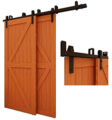 CCJH 12FT/367cm Bypass Stalltür Hardware Doppeltüren Kit Schiebetürbeschlag Set