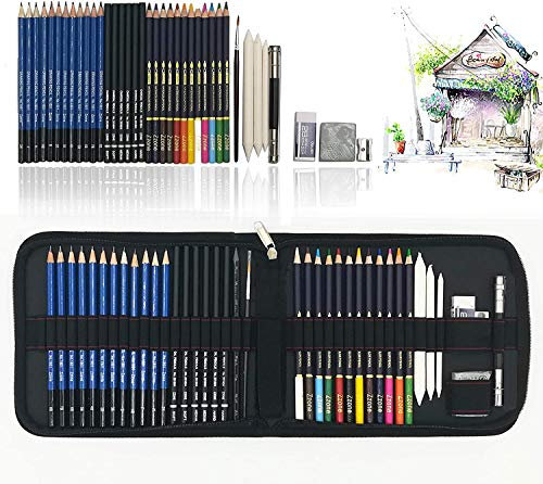 41 Stück Bleistift Zeichnen Set mit Aquarell buntstifte, Graphite und Kohle-Bleistifte und Zubehör, Beste zeichnen für Anfänger, Künstler, Schüler, Erwachsene
