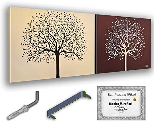 Monica Mirafiori I 100% HANDGEMALT I Gemälde DoubleTree 160x60cm | Gemälde Handgemalt | Acrylgemälde | Sehr Großes Acrylbild I Moderne Kunst I Kunstbilder