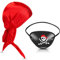 Chalyna 2 Stück Piraten Kapitän Kostüm Accessoires Set Halloween Kopftuch Lang Schwanz Piraten Hut Augenklappe Rot Seidige Kostüm Zubehör Erwachsene für Halloween Party Rollenspiel Verkleiden